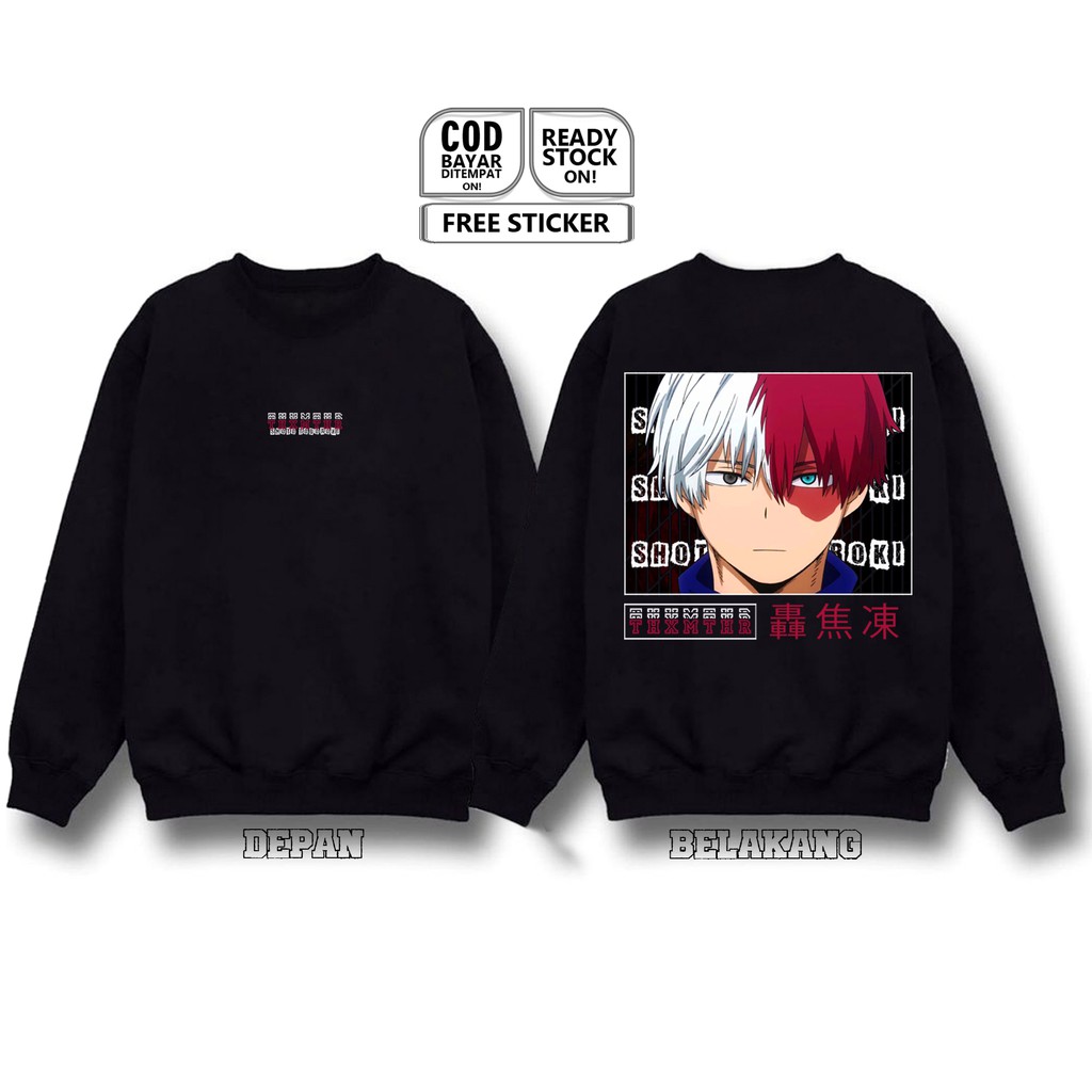 SWEATER CREWNECK SHOTO TODOROKI MY HERO ACADEMI ANIME MANGA BAJU JEPANG ショート IZUKU KATSUKI EIJIRO SC