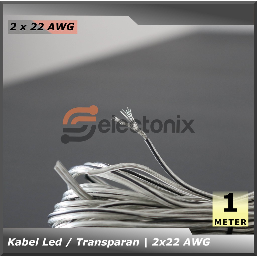 Kabel Listrik 2 x 22 AWG | Transparan [1m]