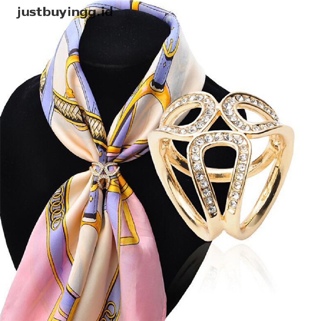 [justbuyingg.id] New Silver Gold Crystal Silk Scarf Clip Buckle Holder Brooch Pins Jewelry Gift  ID