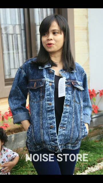 Jaket Jeans Oversize Snow Black Acid Blue Acid Tua Sanwash Sanwash Muda