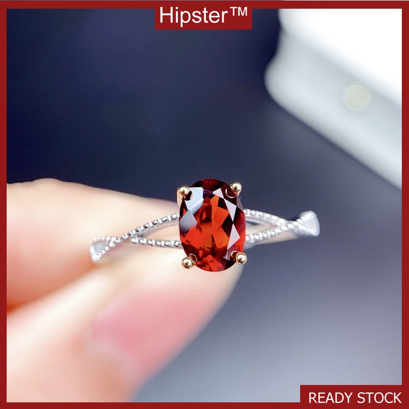 New Hot Fashion Natural Ruby Colored Gems Adjustable Ring