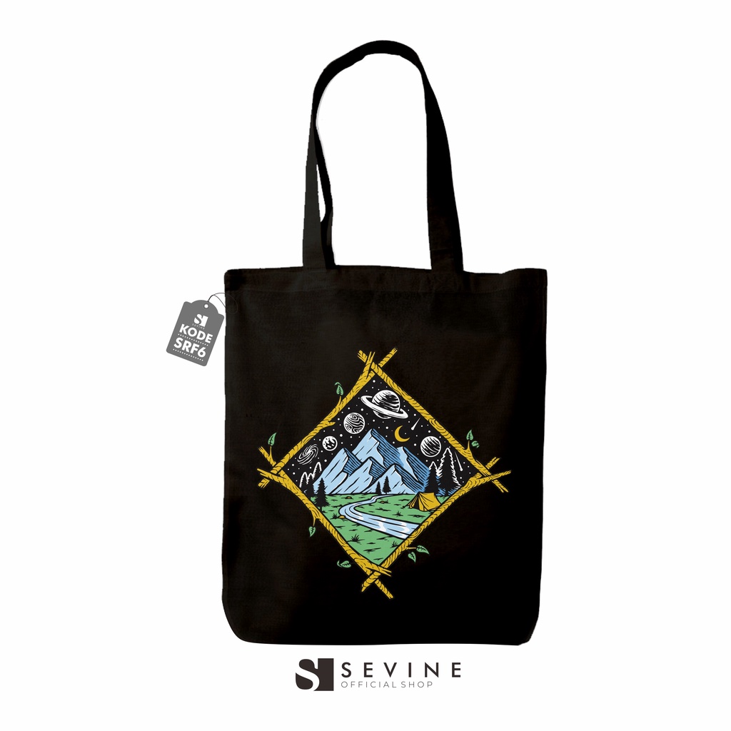 Sevine Totebag Tas Wanita Tote bag Resleting Girl Vintage Black Series Hitam - SRF6