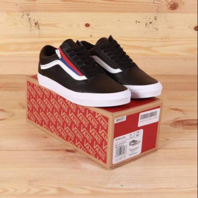 Vans Old Skool Zip Leather Black White