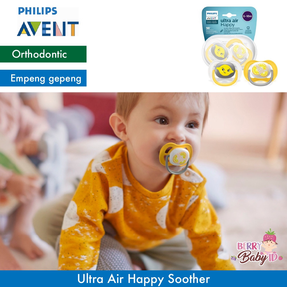 Philips Avent 2 Pcs Ultra Air Happy Empeng Bayi 6-18m Pacifier Soother Berry Mart