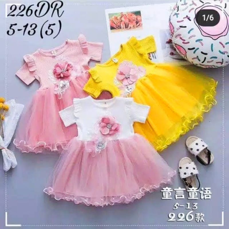 [0-4th] DRESS TUTU ANAK IMPORT PREMIUM MEWAH 0-4 TAHUN BUNGA PEONY / DRESS TUTU BUNGA MUTIARA PEONY GAUN PESTA ANAK IMPORT