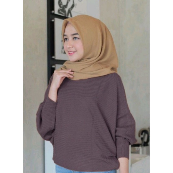 Batwing lasperal blouse // Batwing rajut (bahan tebal) rajut blouse