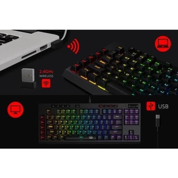 Redragon Dual Mode Mechanical Gaming Keyboard RGB VISHNU - K596RGB