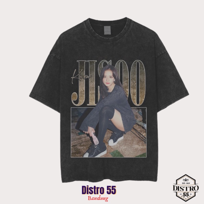 KAOS JISOO KIM  BLACK WASHED VINTAGE TEE /  BLACKPINK / DISTRO 55 BANDUNG / WASHED TSHIRT / OVERSIZE