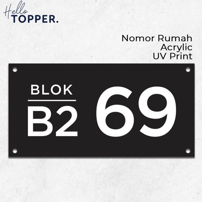 

Nomor Rumah Acrylic Print Custom Nomer Alamat Eksklusif Akrilik UV - Hitam 30x15 Keren