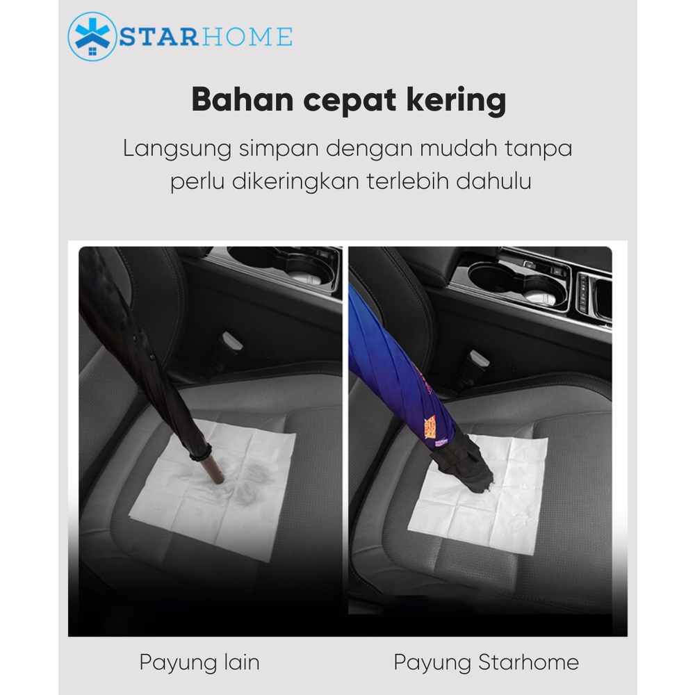 Payung Lipat Otomatis Anti UV Lengkap dengan Senter LED StarHome Payung Lipat Ukuran Besar Jumbo