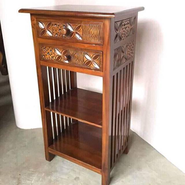 Meja nakas dispenser | Nakas dispenser ukiran | Meja nakas lacii 2 dispenser | Nakas laci 2 minimali