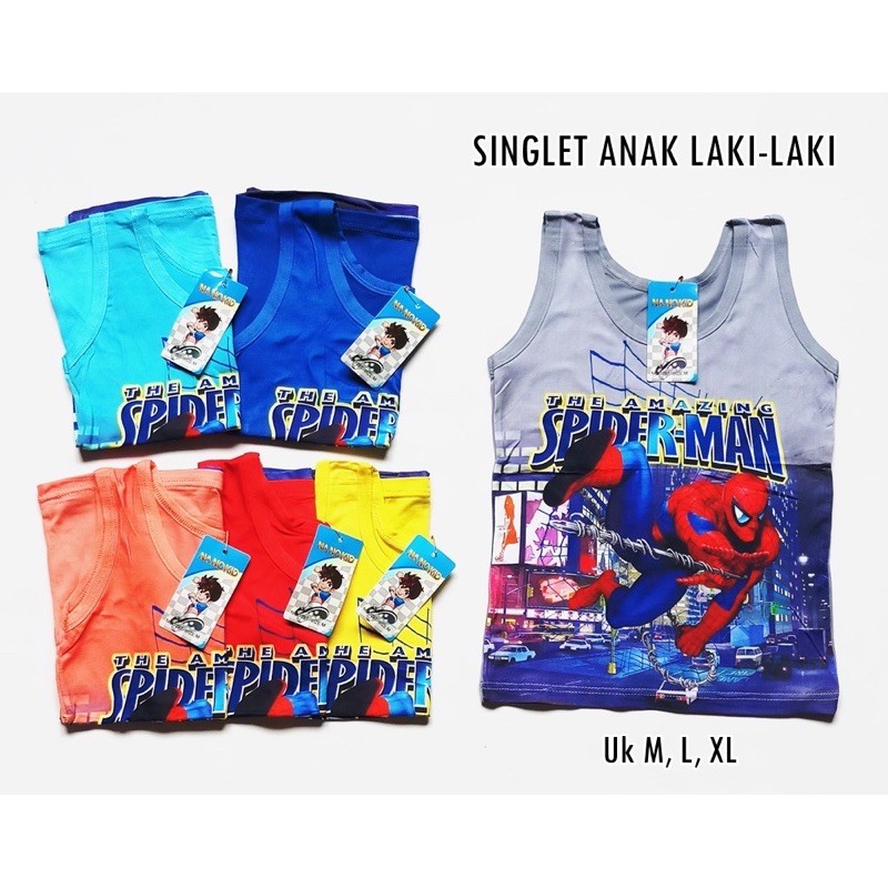 NANOKID / SINGLET ANAK LAKI LAKI SPIDERMAN / KAOS DALAM SINGLET ANAK COWOK