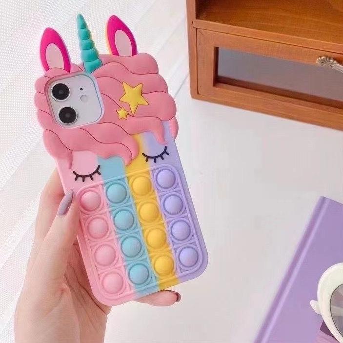 [MDV.20Au22т] Pop it Vivo Y15s Y91c Y17 Y12 Y15 Y91 Y93 Y95  Case 3D Karakter Unicorn Kuda Poni Soft