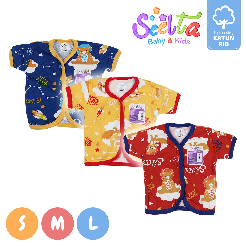 Baju bayi katun kancing depan laki laki dan perempuan Scelta Kids Ori