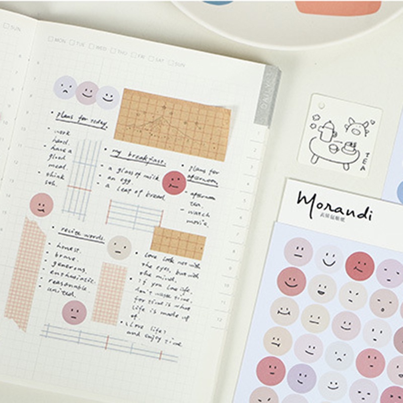 Winzige stiker smile stiker bulat aesthetic warna warni stiker hp aesthetic journal wallpaper sticker deco kertas scrapbook album-2