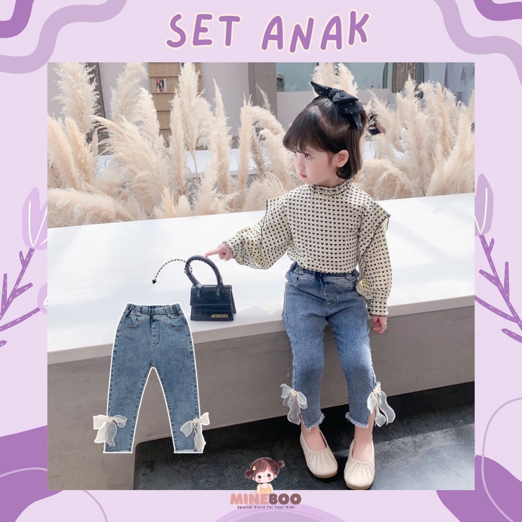 mineboo SET SECRET LOVE EBV Baju Setelan Anak Perempuan Import Berkualitas