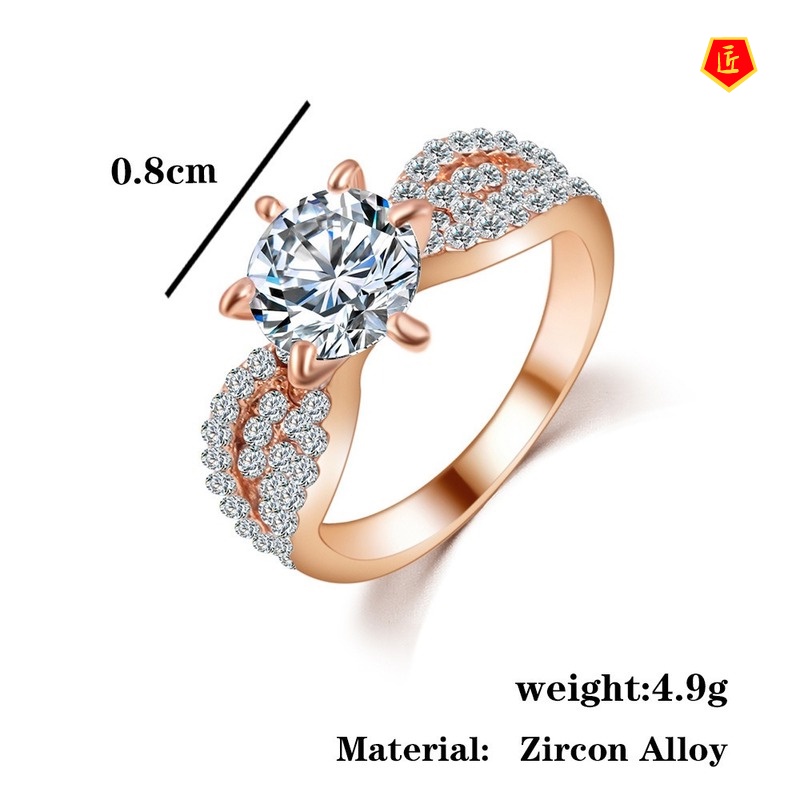 [Ready Stock]Women's New Korean-Style Six-Claw Diamond Ring