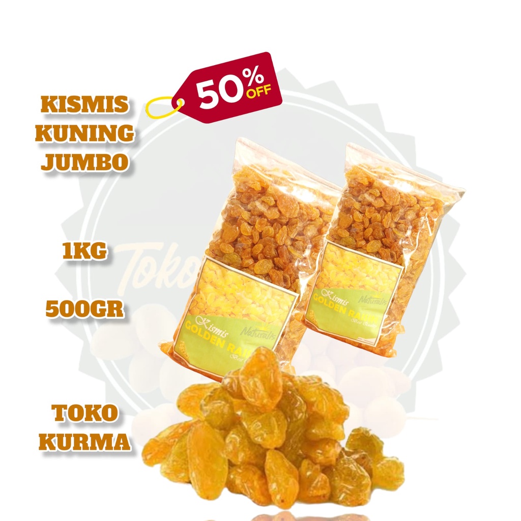 

KISMIS JUMBO KUNING KEMASAN 1KG