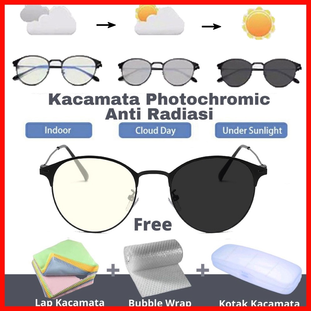 Kacamata photochromic Korea / perlindungan radiasi 2 in 1 kacamata cahaya biru photochromic untuk kacamata fashion pria dan wanita