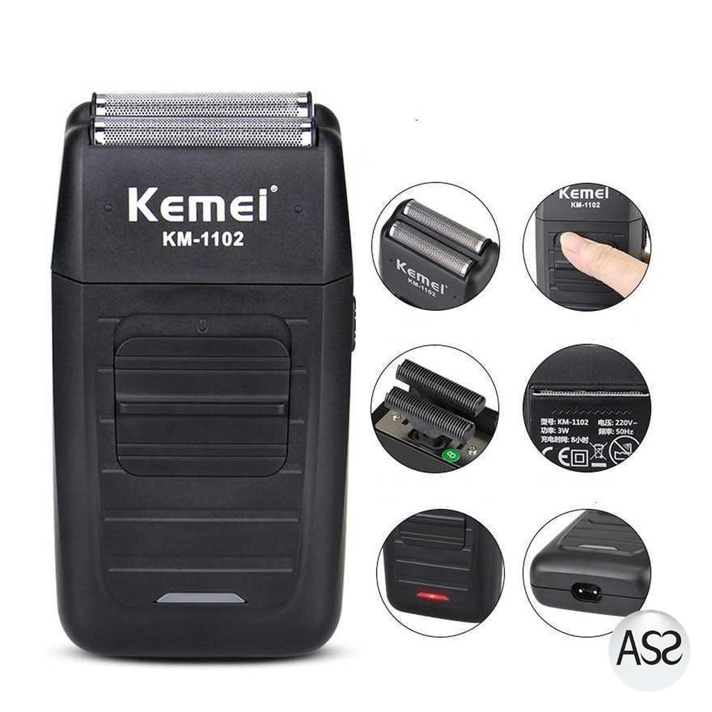 ASS Shop - Kemei Alat Cukur Elektrik Rechargeable Cordless Shaver for Men-KM-1102