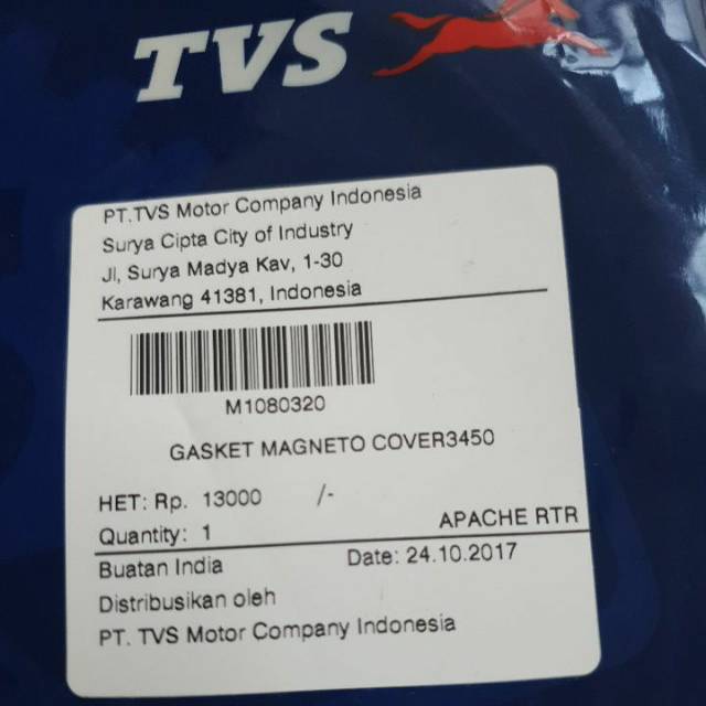 Packing Magnet Apache 160/180 TVS ( gasket magneto cover )