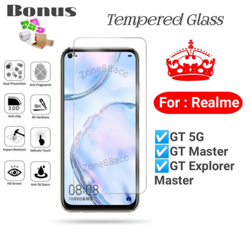 Antigores Tempered glass screen guard Protector Realme GT Explorer Master 5G TG Bening Antiblue Spy Blue light Full Garskin Lensa Lens Pelindung Layar 9D