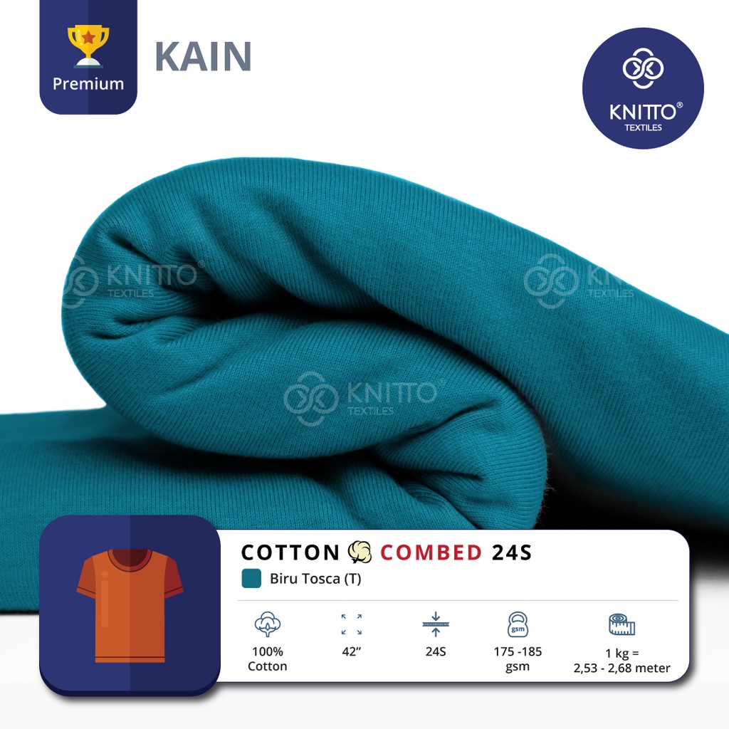 KAIN KAOS COTTON COMBED 24S BIRU TOSCA ( BAHAN KAOS ) - KNITTO