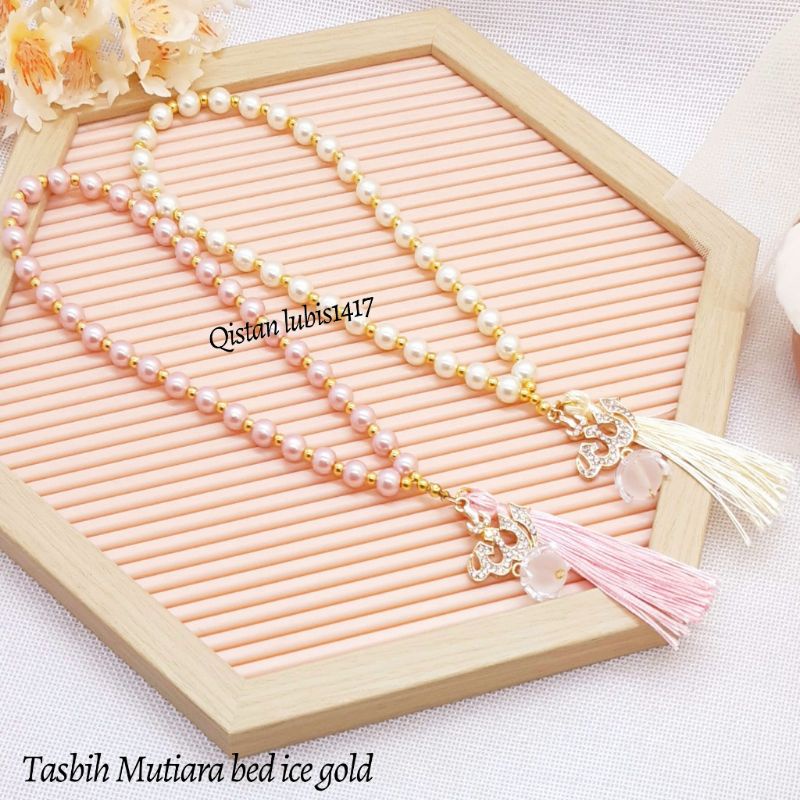 Tasbih Mutiara bed ice gold Free Ziplok