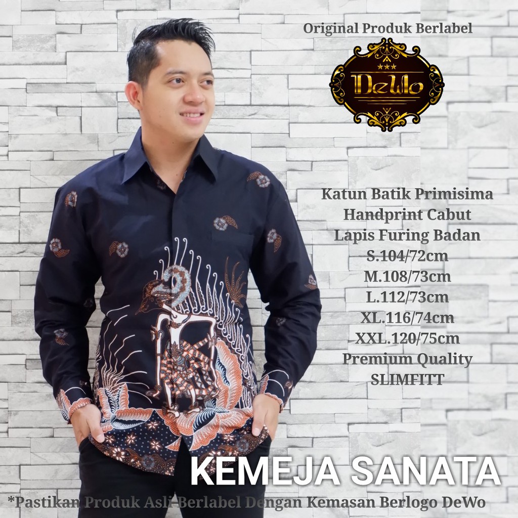 SANATA DEWO BATIKSOLOAMANAH KEMEJA BAJU BATIK PRIA SOLO LENGAN PANJANG PENDEK LAPIS FURING ATASAN BATIK PREMIUM MODERN KATUN HALUS BUWANA BANGAU ANTASENA NAWASENA ADIKARNA BAGAWANTA ARJUNA YUDHISTIRA TUNGGA BALACHANDRA INDRAYANA MAHAMERU MAHAPRANA DHIPA