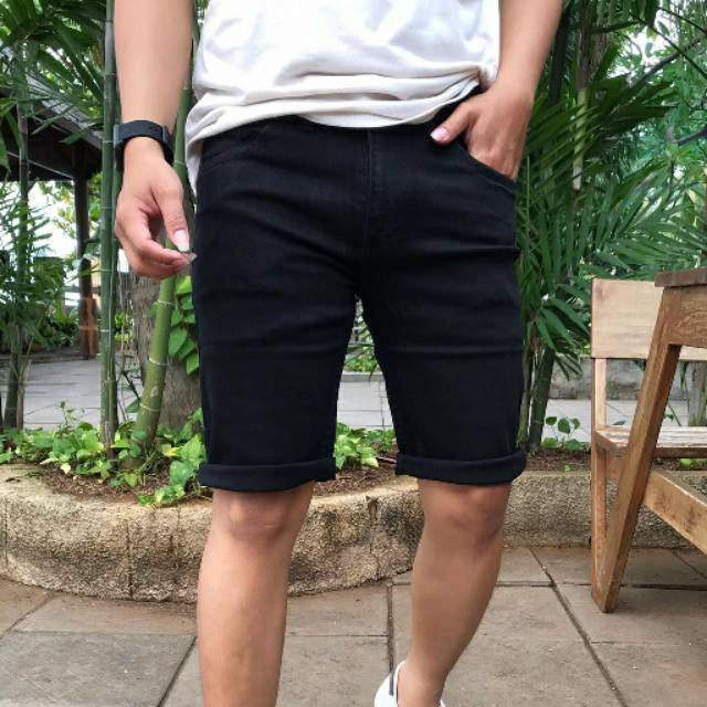 CELANA JEANS PENDEK HITAM//CELANALEPIS JEANS//CELANA SANTAI//CELANA PENDEK DISTRO// Jeans Pendek Cowok Pria Biru muda Biru dongker Berkualitas Celana Pendex Pria jumbo 32/38