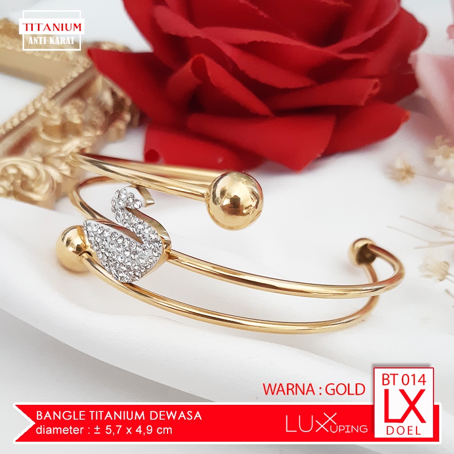 BT 014 Gelang Bangle Titanium Gold Gelang Angsa Swan Gelang Anti Karat Stainless Steel Gelang Titanium Awet Gelang Bebek Emas Perhiasan Gelang Wanita Luxx Xuping