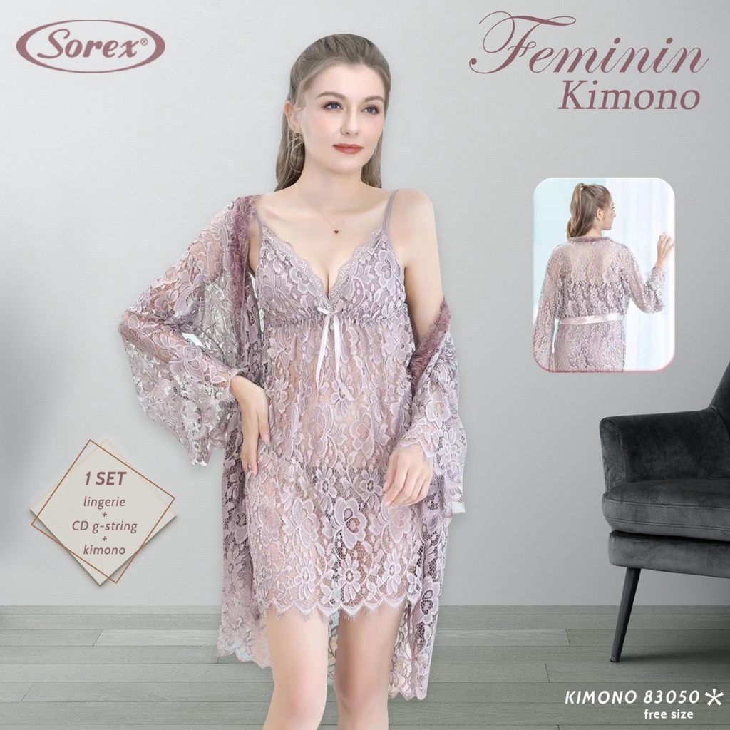 Extra Size Sexy Nightgown Brokat Transparan Plus Gstring Sorex 83050