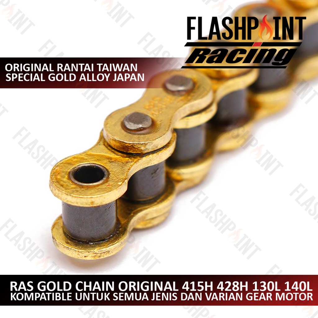 (BISA COD) RANTAI MOTOR ORIGINAL RAS TAIWAN GOLD CHAIN RANTE TAIWAN CRAZO 428 415 428H 415H 130 140 TEBAL TIPIS 140 L 428 RANTAI EMAS GOLD RANTE SSS FUKUKAWA TK GRADE A CHAIN