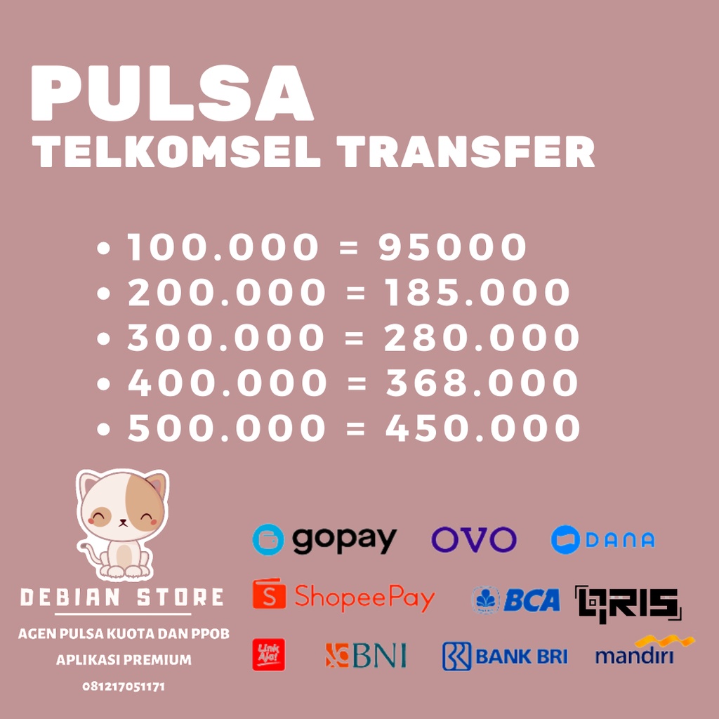 Pulsa Telkomsel transfer 100-500