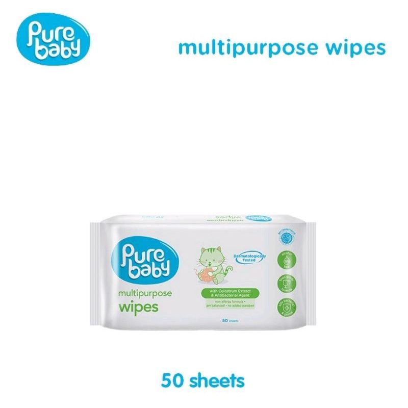 PURE BABY Multipurpose Wipes isi 50+50 | Baby Wipes | Tissue Basah Bayi