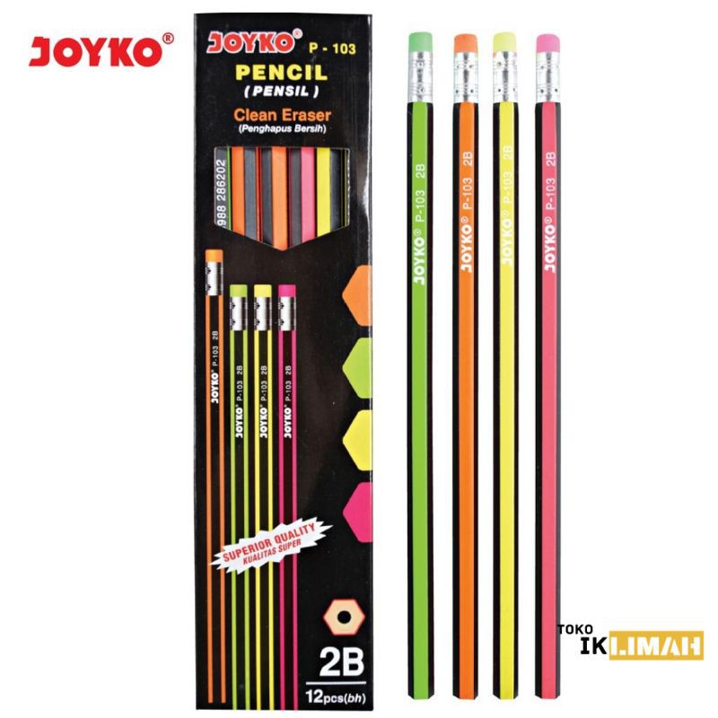 

Pensil 2B JOYKO P-103 Eraser / Pencil P 103 Penghapus / Pinsil