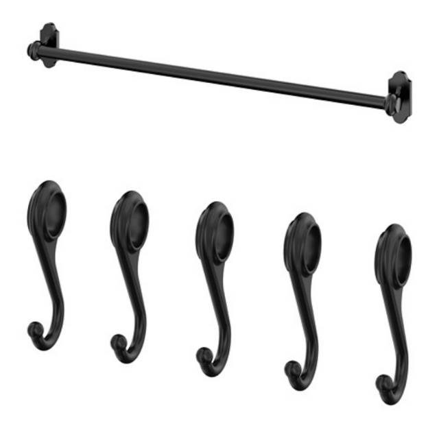 IKEA FINTORP paket lengkap rel 79cm dan 5pc hook warna hitam rak tiang