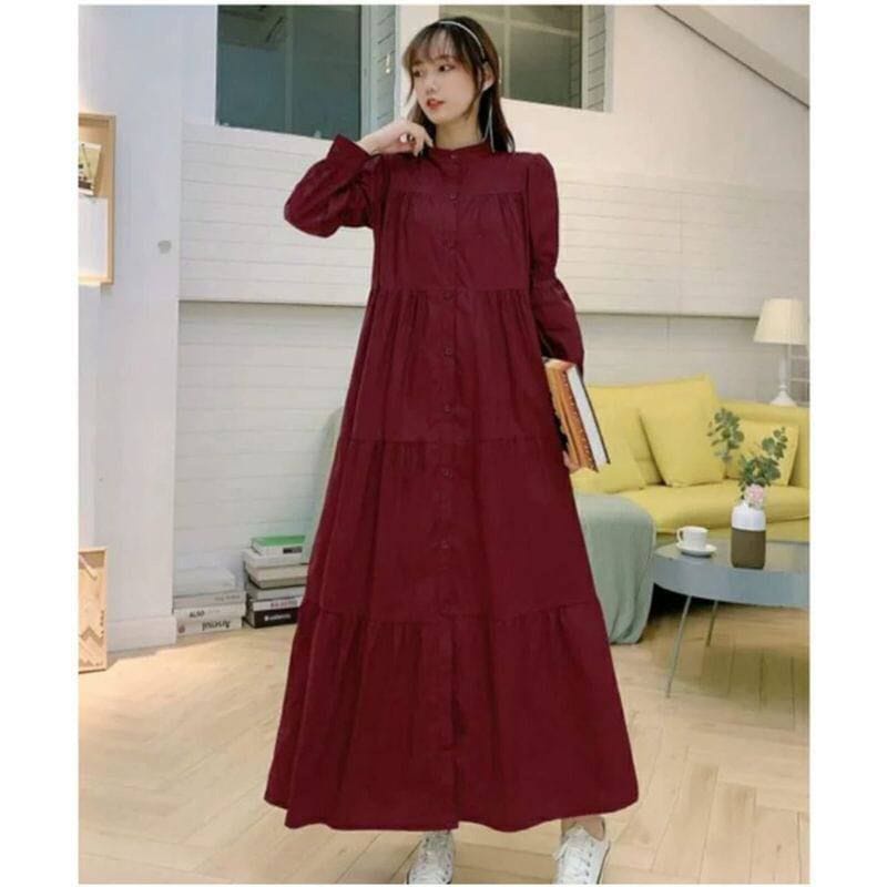 Gamis zoya midi dress full kancing // gamis zoya // fashion muslim // midi dress