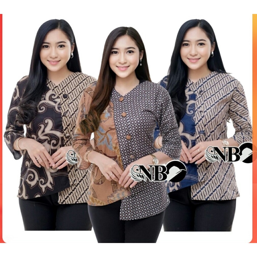 Baju Batik Wanita Modern Atasan Blouse Batik Kerja Kantor Wanita