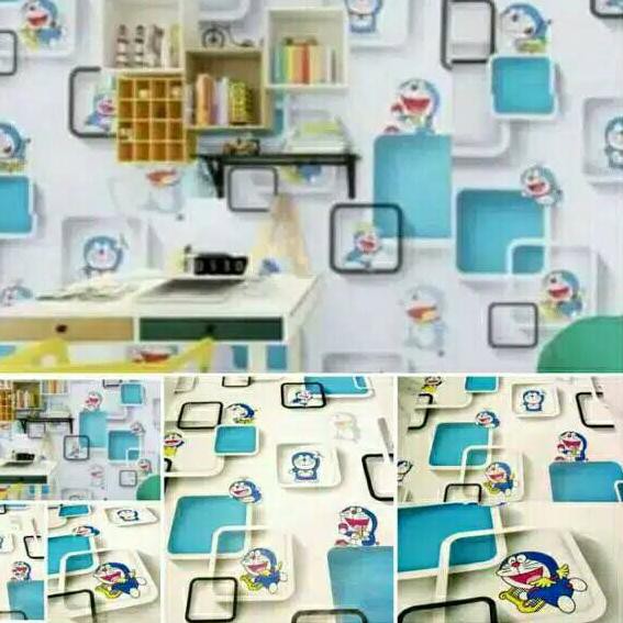 RQ3✰ WALPAPER DINDING DORAEMON 3D UKURAN 45X10 METER FRESHH