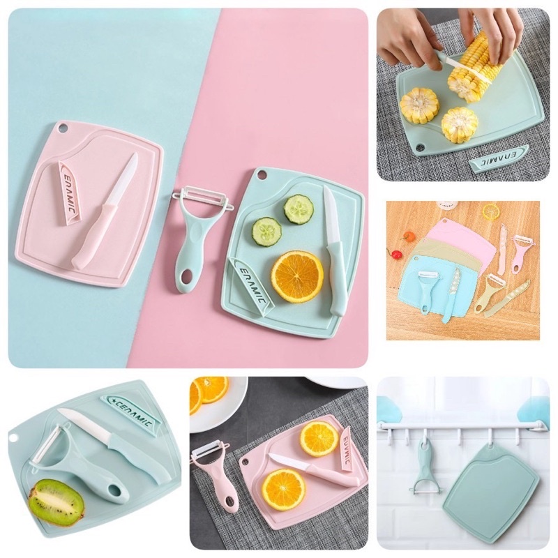 [ctshop1]PISAU SET TALENAN 3IN1 STAINLESS PISAU PENGUPAS BUAH SAYUR DAPUR KNIFE PEELER FRUIT CHOPPING BOARD