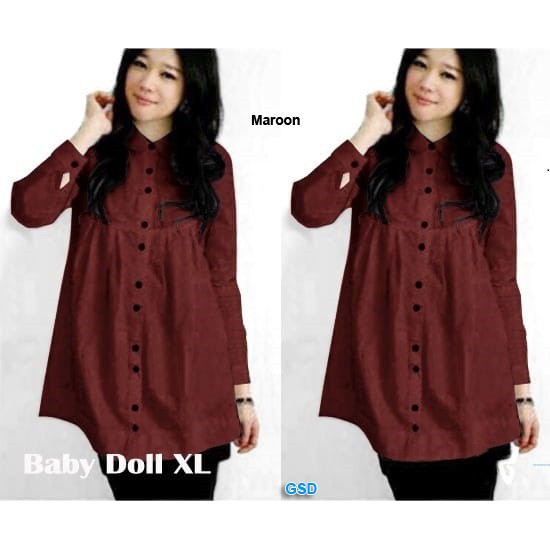 Jf - Kemeja katun Jumbo XL / Atasan Wanita Simple / Baju Polos Murah / Baju kerja / Tunik Wanita Bus