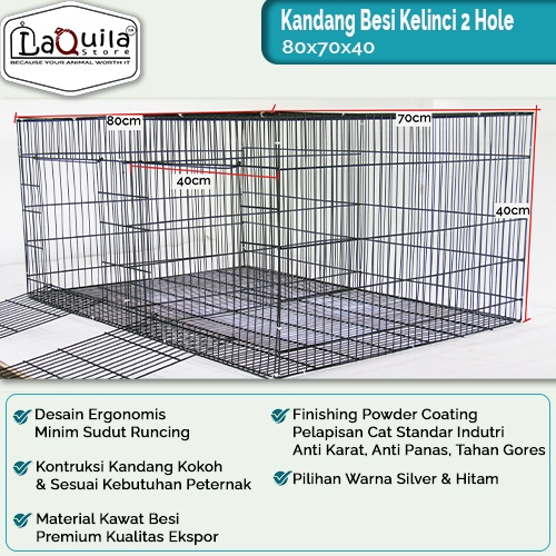 Kandang Kelinci Galvanis 2 Hole