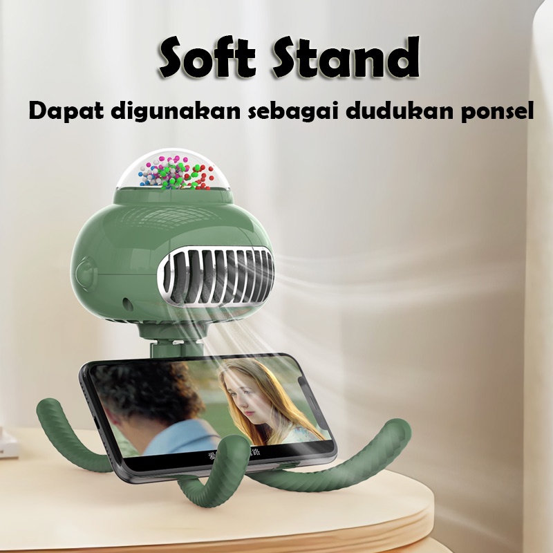 CORN Tingkatkan Bayi Kipas Angin Mini Portable 3600mah Kipas Angin Bisu Mini Fan USB RECHARGEABLE 3-Speed Angin Super Micro-USB Bentuk Gurita Mendukung Kereta Dorong Bayi