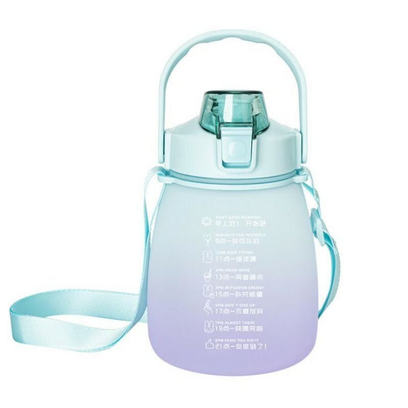 BOTOL GEMOY PLUS STIKER DAN TALI PANJANG BOTOL MINUM  VIRAL GRADASI TALI PANJANG SEDOTAN KAPASITAS 1300 ML BOTOL GENDUT BENING MURAH BOTOL IMPORT THUMBLER UNIK BOTOL MINUM ANAK DEWASA BOTOL 1.3 LITER-TOSCA UNGU 1,1L