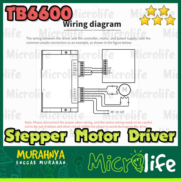 TB6600 Versi Upgrade Stepper Motor Driver Upgraded Version 4A DC 9-24V