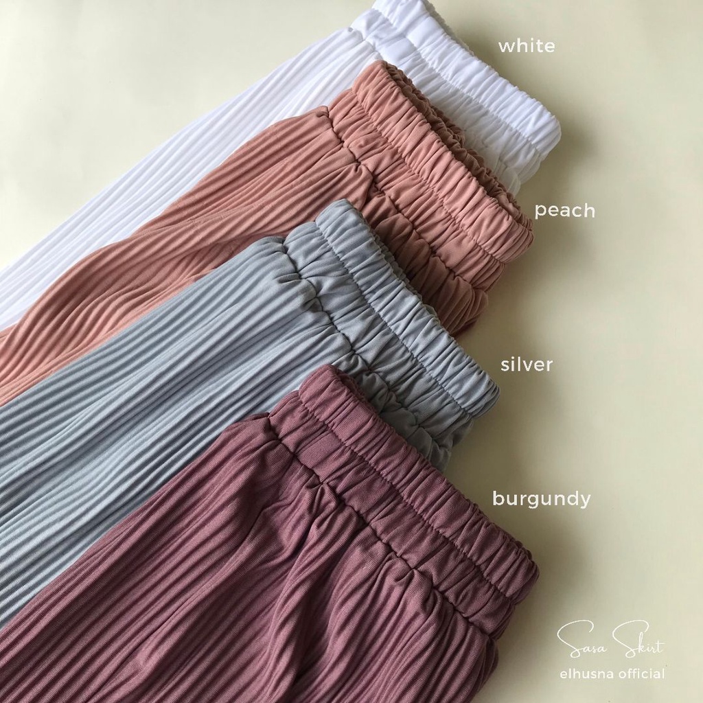 [𝐄𝐥𝐡𝐮𝐬𝐧𝐚] Sasa Skirt Rok Wanita Plisket Lidi Span Ootd Premium H Line