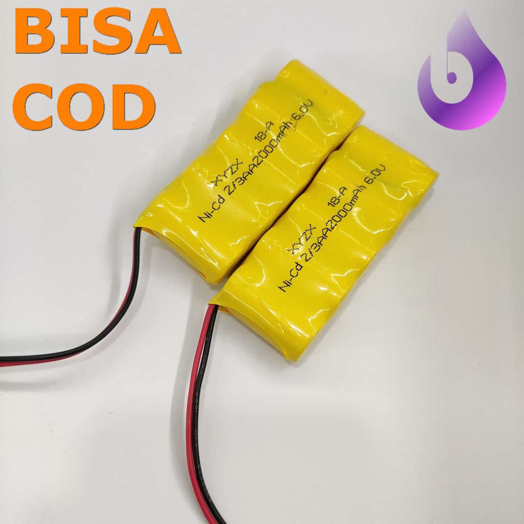 Baterai RC Ni-Cd 2/3 AA2000mAh 6.0V Socket Hitam isi 5