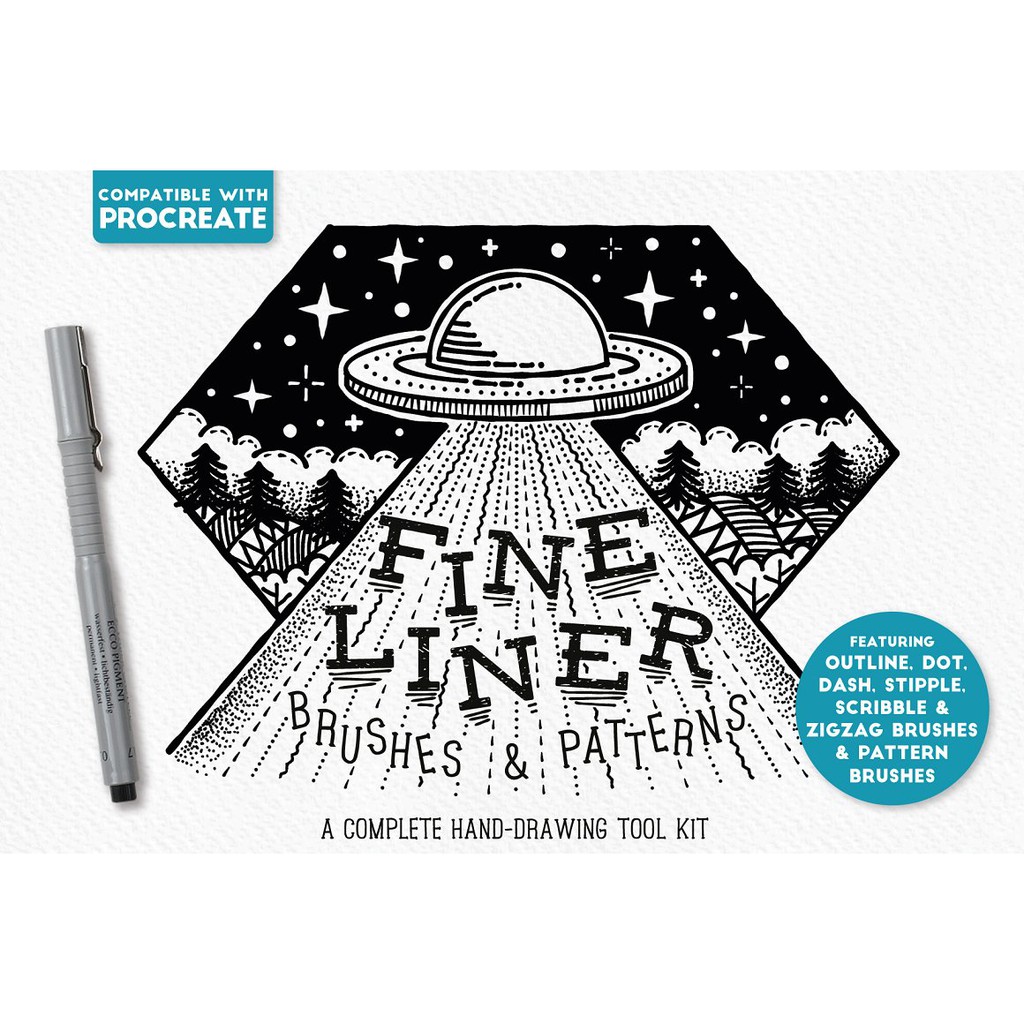 Procreate Brush - Fine Liner Brushes &amp; Patterns