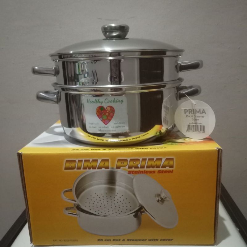 Bima Prima Panci Kukus / Pot & Steamer / 20 Cm Stainless Inox Premium